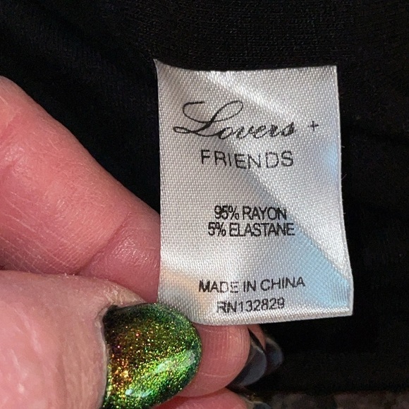 NWT Lovers And Friends Black Long Sleeve Tie Front Deep Plunge Mini Dress - Picture 9 of 9